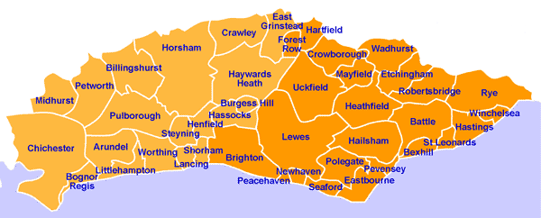 map of east and west sussex